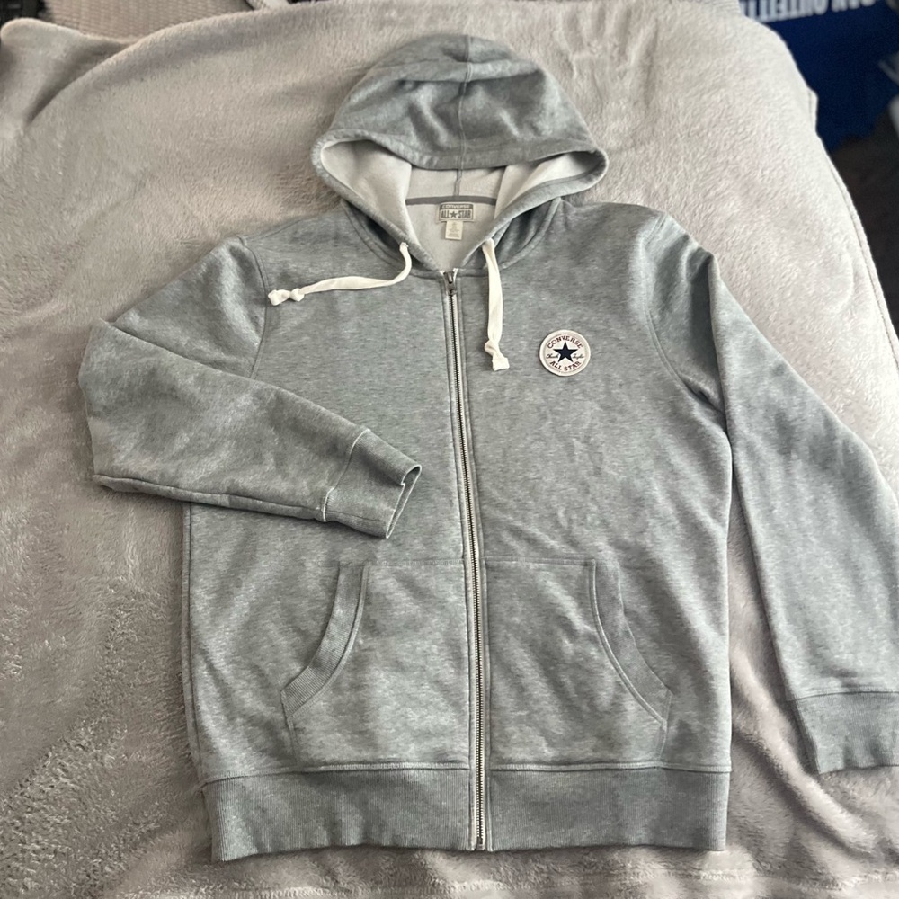 Converse Gray Zip-Up Hoodie with Logo L
